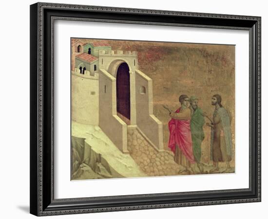 Maesta: Christ Appearing on the Road to Emmaus, 1308-11-Duccio di Buoninsegna-Framed Giclee Print