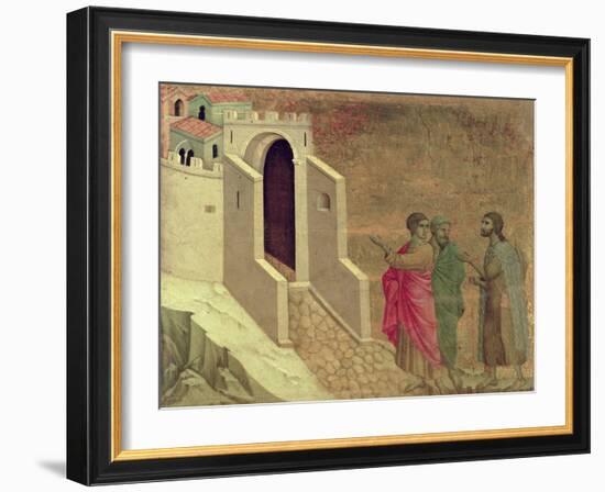 Maesta: Christ Appearing on the Road to Emmaus, 1308-11-Duccio di Buoninsegna-Framed Giclee Print