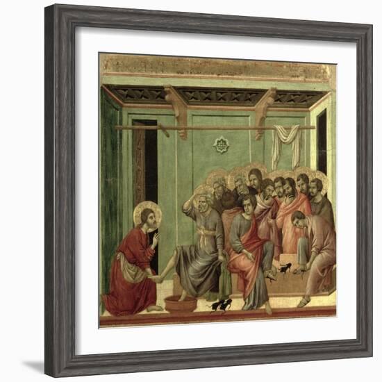 Maesta: Christ Washing the Disciples' Feet, c.1308-11-Duccio di Buoninsegna-Framed Giclee Print