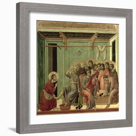 Maesta: Christ Washing the Disciples' Feet, c.1308-11-Duccio di Buoninsegna-Framed Giclee Print