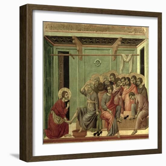 Maesta: Christ Washing the Disciples' Feet, c.1308-11-Duccio di Buoninsegna-Framed Giclee Print