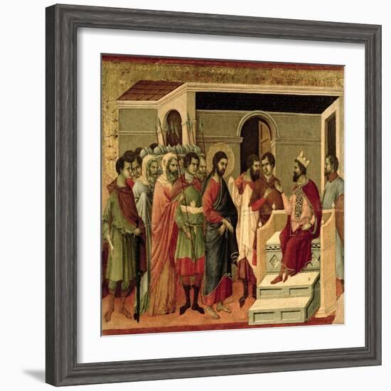 Maesta: Jesus Before Herod, 1308-11-Duccio di Buoninsegna-Framed Giclee Print