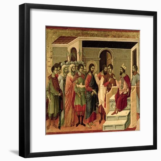 Maesta: Jesus Before Herod, 1308-11-Duccio di Buoninsegna-Framed Giclee Print