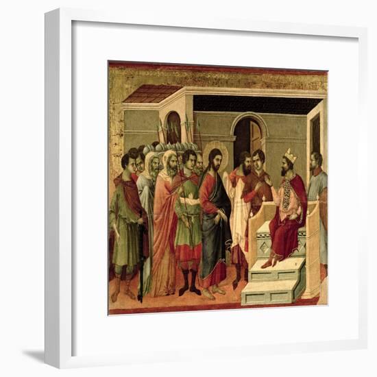 Maesta: Jesus Before Herod, 1308-11-Duccio di Buoninsegna-Framed Giclee Print