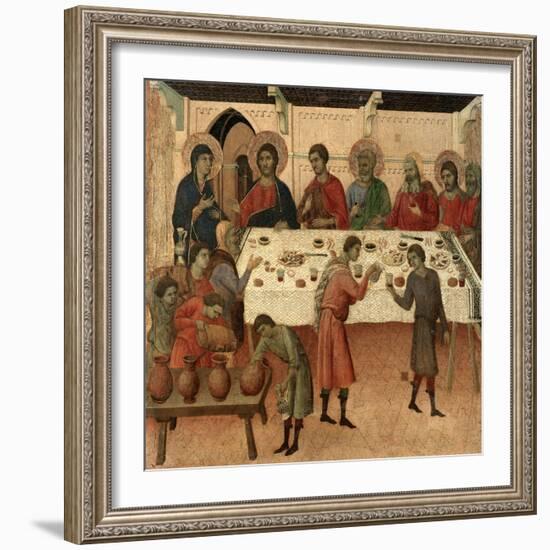 Maestà - Public Life of Christ: the Wedding Feast of Cana, 1308-1311-Duccio Di buoninsegna-Framed Giclee Print