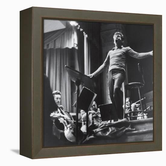 Maestro Leonard Bernstein Conducting the NY Philharmonic Orchestra for a Concert at Carnegie Hall-Alfred Eisenstaedt-Framed Premier Image Canvas