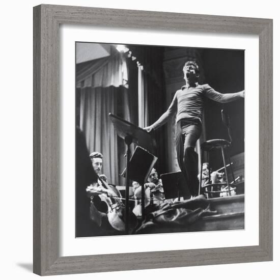 Maestro Leonard Bernstein Conducting the NY Philharmonic Orchestra for a Concert at Carnegie Hall-Alfred Eisenstaedt-Framed Premium Photographic Print