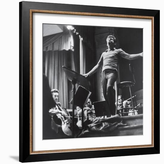 Maestro Leonard Bernstein Conducting the NY Philharmonic Orchestra for a Concert at Carnegie Hall-Alfred Eisenstaedt-Framed Premium Photographic Print