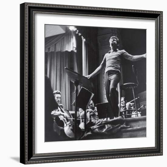 Maestro Leonard Bernstein Conducting the NY Philharmonic Orchestra for a Concert at Carnegie Hall-Alfred Eisenstaedt-Framed Premium Photographic Print