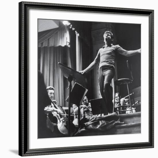 Maestro Leonard Bernstein Conducting the NY Philharmonic Orchestra for a Concert at Carnegie Hall-Alfred Eisenstaedt-Framed Premium Photographic Print