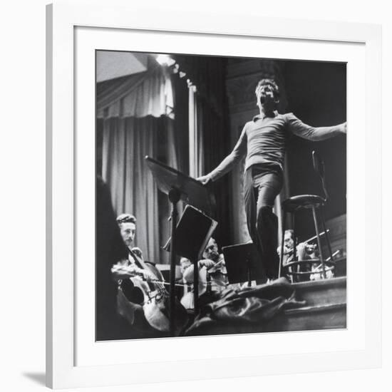 Maestro Leonard Bernstein Conducting the NY Philharmonic Orchestra for a Concert at Carnegie Hall-Alfred Eisenstaedt-Framed Premium Photographic Print