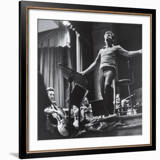 Maestro Leonard Bernstein Conducting the NY Philharmonic Orchestra for a Concert at Carnegie Hall-Alfred Eisenstaedt-Framed Premium Photographic Print