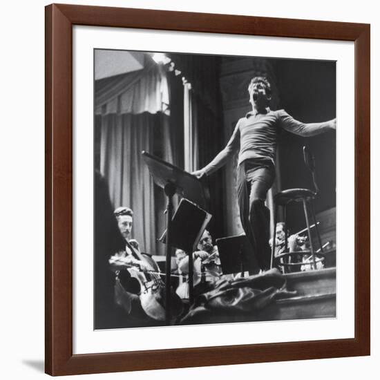 Maestro Leonard Bernstein Conducting the NY Philharmonic Orchestra for a Concert at Carnegie Hall-Alfred Eisenstaedt-Framed Premium Photographic Print