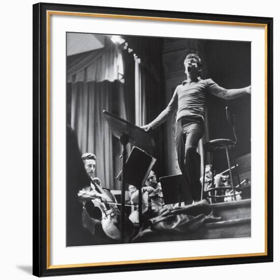 Maestro Leonard Bernstein Conducting the NY Philharmonic Orchestra for a Concert at Carnegie Hall-Alfred Eisenstaedt-Framed Premium Photographic Print