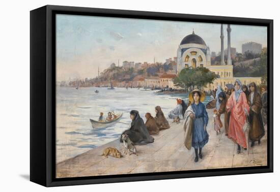 Mafalda on the Banks of the Bosphorus, the Dolmabahce Mosque in the Background-Fausto Zonaro-Framed Premier Image Canvas