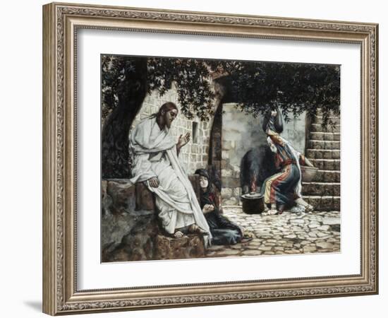 Magdalene at the Feet of Jesus-James Tissot-Framed Giclee Print