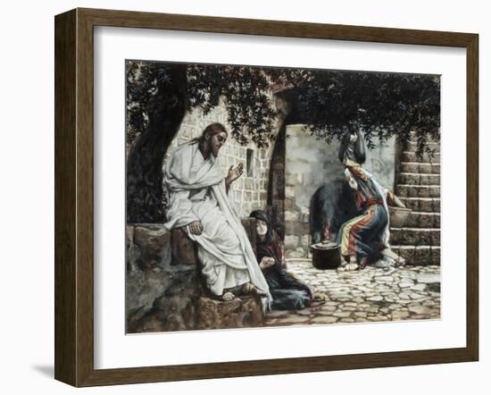 Magdalene at the Feet of Jesus-James Tissot-Framed Giclee Print