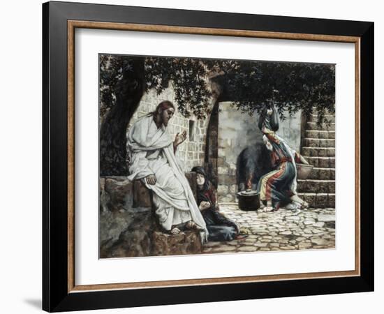 Magdalene at the Feet of Jesus-James Tissot-Framed Giclee Print