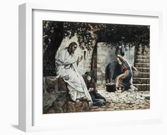 Magdalene at the Feet of Jesus-James Tissot-Framed Giclee Print