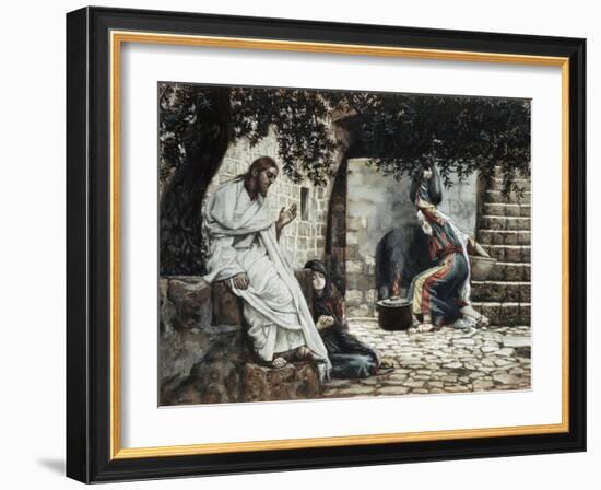 Magdalene at the Feet of Jesus-James Tissot-Framed Giclee Print