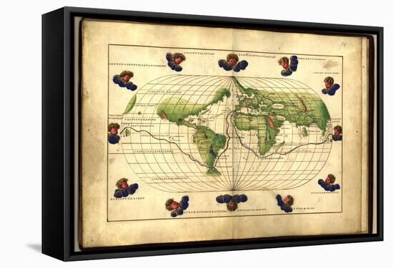 Magellan's Route, 16th Century Map-Library of Congress-Framed Premier Image Canvas