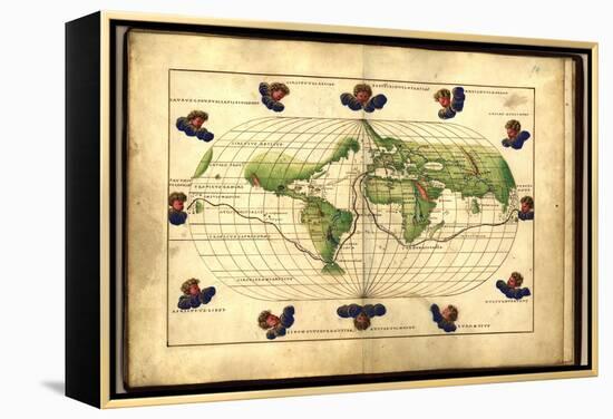 Magellan's Route, 16th Century Map-Library of Congress-Framed Premier Image Canvas