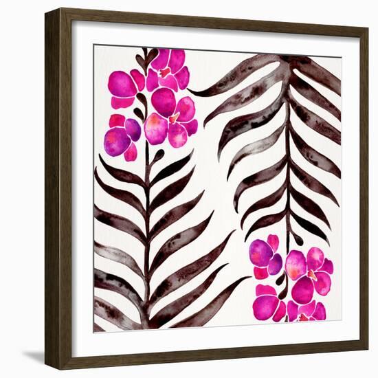 Magenta Black Orchid Bloom Pattern-Cat Coquillette-Framed Giclee Print