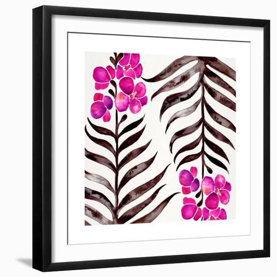Magenta Black Orchid Bloom Pattern-Cat Coquillette-Framed Giclee Print