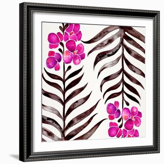 Magenta Black Orchid Bloom Pattern-Cat Coquillette-Framed Giclee Print