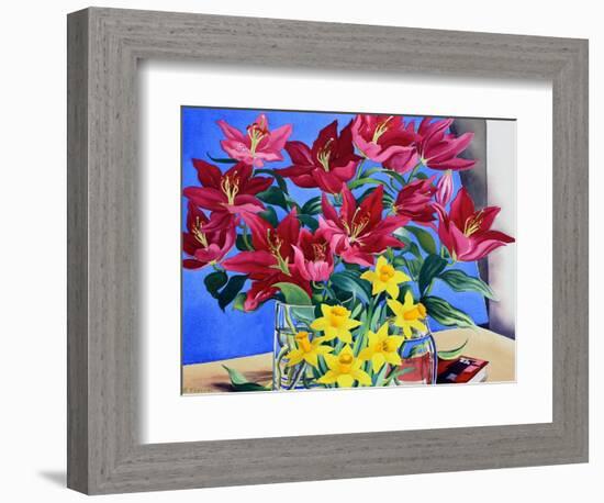 Magenta Lilies and Daffodils-Christopher Ryland-Framed Giclee Print