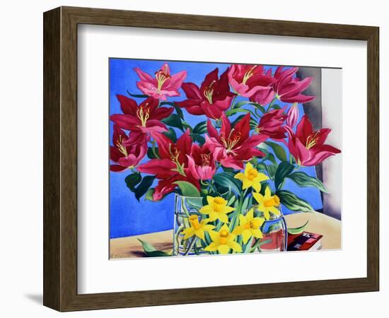 Magenta Lilies and Daffodils-Christopher Ryland-Framed Giclee Print