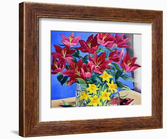 Magenta Lilies and Daffodils-Christopher Ryland-Framed Giclee Print