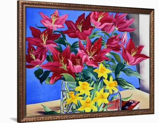 Magenta Lilies and Daffodils-Christopher Ryland-Framed Premium Giclee Print