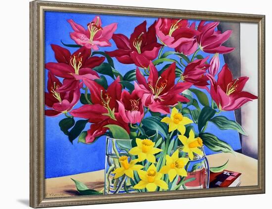 Magenta Lilies and Daffodils-Christopher Ryland-Framed Premium Giclee Print