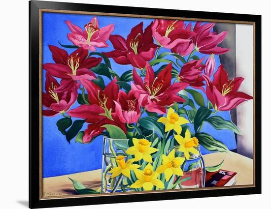 Magenta Lilies and Daffodils-Christopher Ryland-Framed Premium Giclee Print