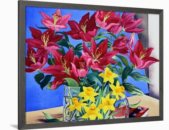 Magenta Lilies and Daffodils-Christopher Ryland-Framed Premium Giclee Print