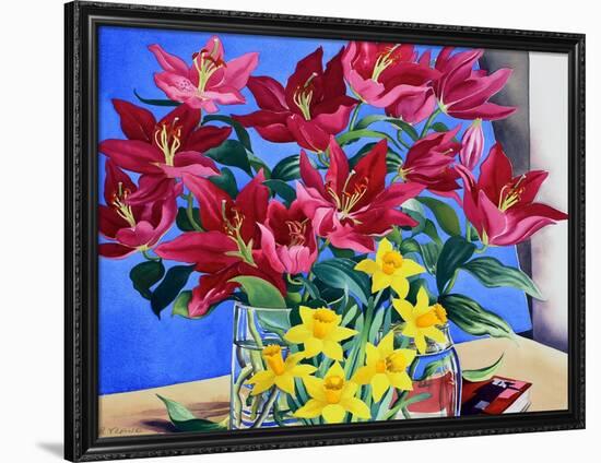 Magenta Lilies and Daffodils-Christopher Ryland-Framed Premium Giclee Print