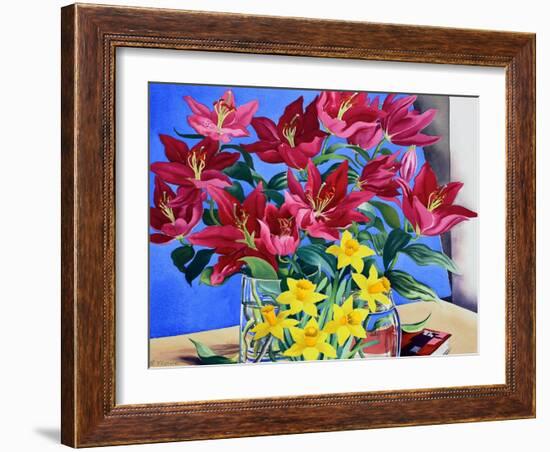 Magenta Lilies and Daffodils-Christopher Ryland-Framed Giclee Print