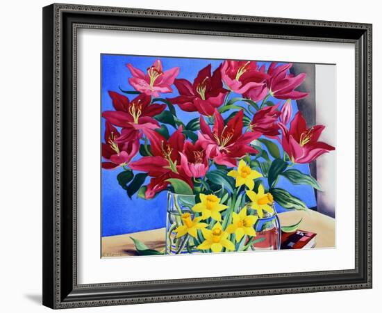 Magenta Lilies and Daffodils-Christopher Ryland-Framed Giclee Print