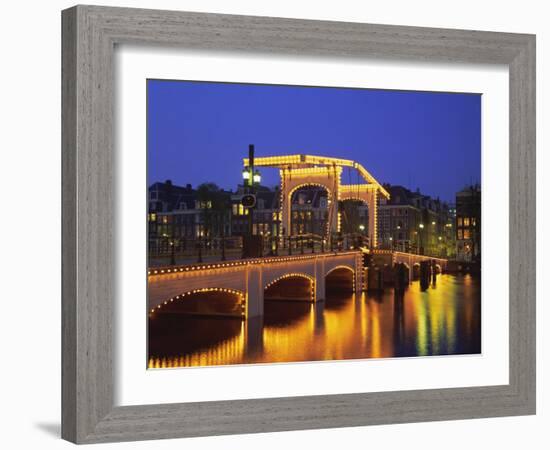 Magere Bridge Illuminated in the Evening, Amsterdam, Holland (The Netherlands), Europe-Roy Rainford-Framed Photographic Print