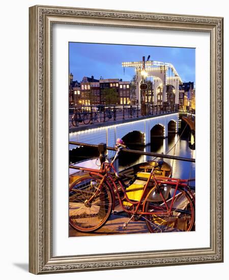 Magere Brug (Skinny Bridge) at Dusk, Amsterdam, Holland, Europe-Frank Fell-Framed Photographic Print