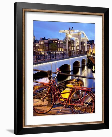 Magere Brug (Skinny Bridge) at Dusk, Amsterdam, Holland, Europe-Frank Fell-Framed Photographic Print