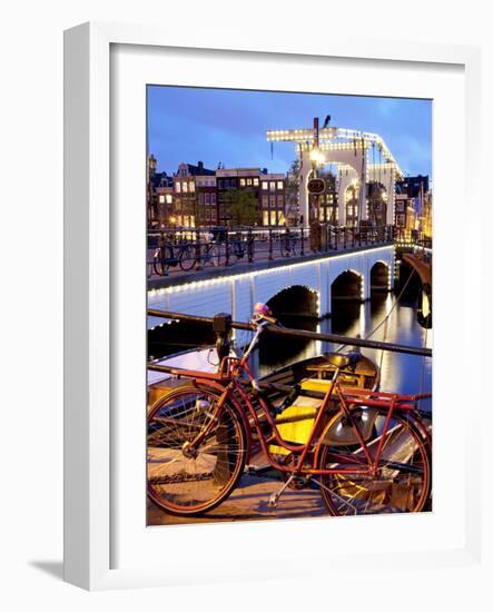 Magere Brug (Skinny Bridge) at Dusk, Amsterdam, Holland, Europe-Frank Fell-Framed Photographic Print