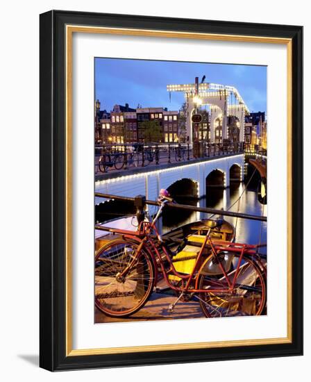 Magere Brug (Skinny Bridge) at Dusk, Amsterdam, Holland, Europe-Frank Fell-Framed Photographic Print