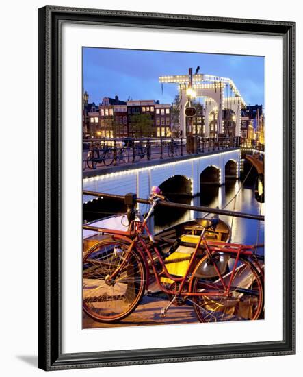 Magere Brug (Skinny Bridge) at Dusk, Amsterdam, Holland, Europe-Frank Fell-Framed Photographic Print