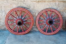 Wagon Wheel . Close-Up of an Antique Wagon Wheel Located in A Fortress.-maggee-Mounted Photographic Print