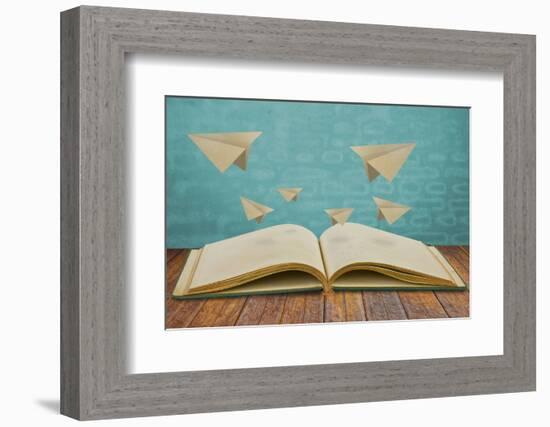 Magic Book with Paper Plane-jannoon028-Framed Photographic Print