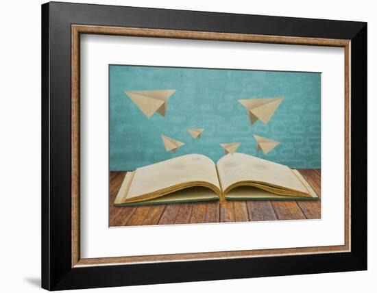 Magic Book with Paper Plane-jannoon028-Framed Photographic Print