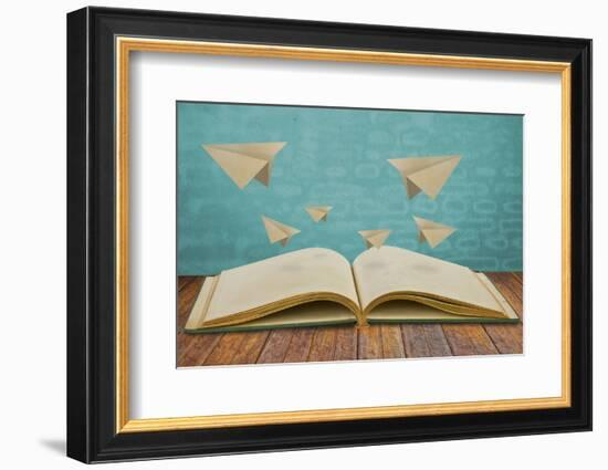 Magic Book with Paper Plane-jannoon028-Framed Photographic Print