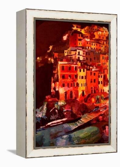 Magic Cinque Terre Night in Riomaggiore-Markus Bleichner-Framed Stretched Canvas